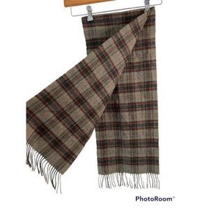 100% Merino Wool Germany Checkered Fringe Scarf